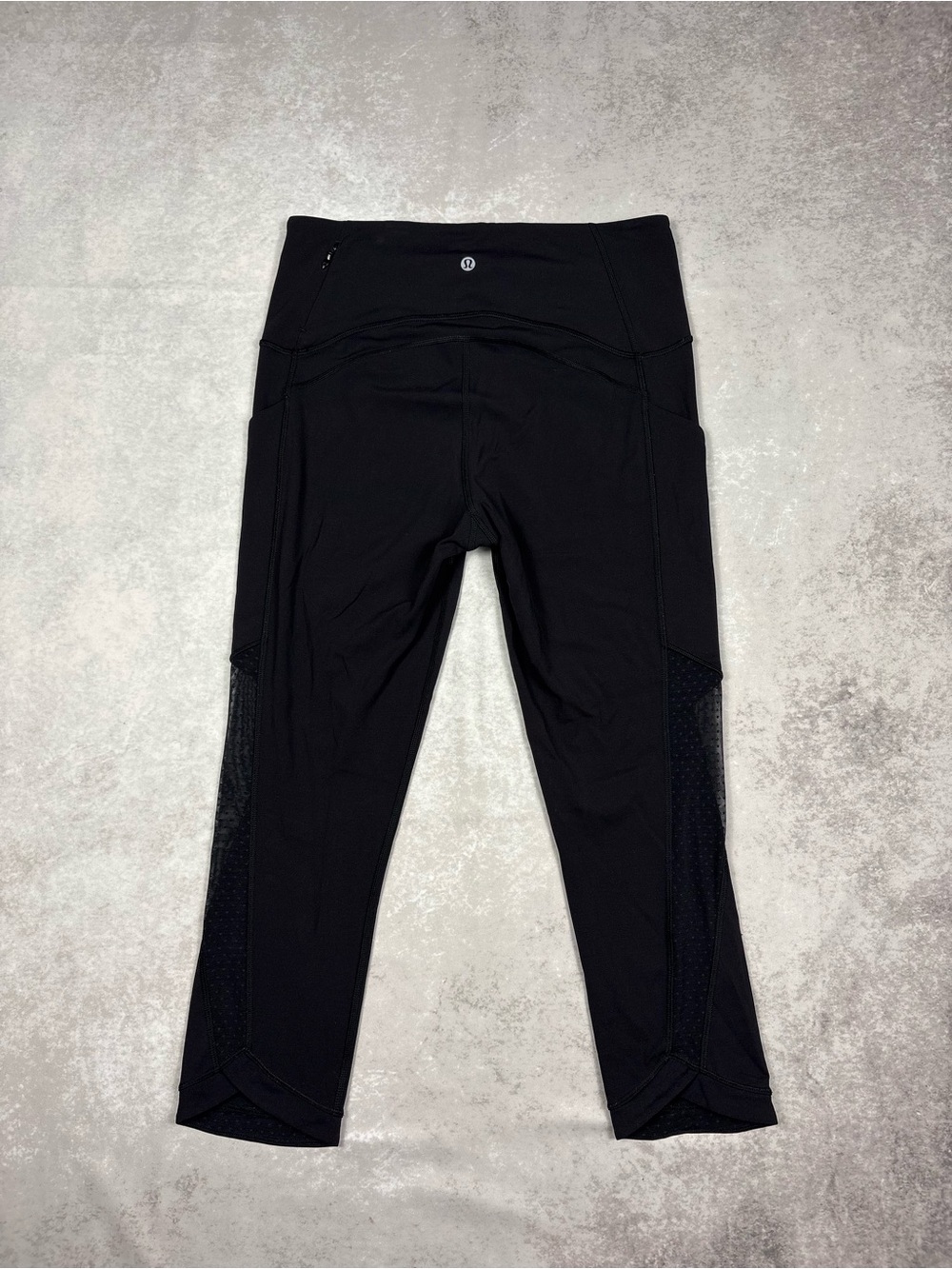 Lululemon Sole Training Cropped Leggings In Black w/ Black Mesh Detailing
